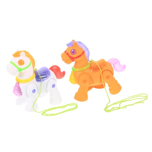 TOYANDONA 2 Stück Elektrisches Kinderpferd Lustiges Laufendes Pferd mit Musik und Realistischer Bewegung Sicher mit Glatten Kanten für Kleinkinder Fördert Geschicklichkeit und Eltern Junge von TOYANDONA