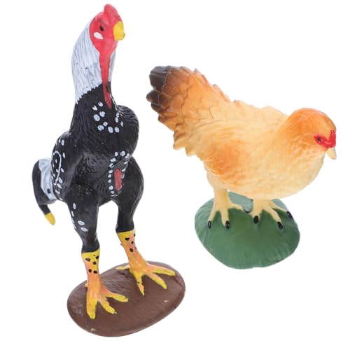 TOYANDONA 2 Stück Farm Tierfiguren Realistische Hühner Hahn Robuste Dekoration für Miniaturgärten Lernspielzeug für Familienspaß und Kreative Rollenspiele von TOYANDONA