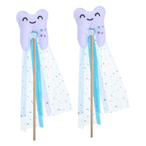 TOYANDONA 2 Stück Feenstäbe mit Zahn Motiv Bunte Feenstäbe für Mädchen Party und Festdekoration Geeignet für Geburtstagsfeiern Hochzeiten Kostümspiele und Aufführungen von TOYANDONA