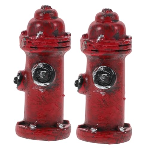 TOYANDONA Puppenhaus-hydranten- Mini-hydrantenstatue Aus Kunstharz 2 Stück Feuerwehrmann-Spielzeug Für Heim- Und Kuchendekoration von TOYANDONA