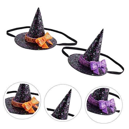 TOYANDONA 2 Stück Halloween Hexenhut Stirnband Teiliges mit Elastischem Haarband Pailletten Schleife Passend für Damen für Kostüm Party und Halloween Fotoaccessoire von TOYANDONA