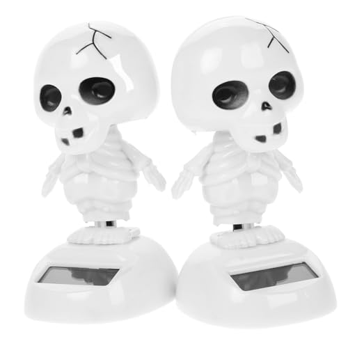 TOYANDONA 2 Stück Halloween Solar Auto Deko Tanzender Geister Schädel Solarbetriebenes Skelett Ornament Gruselige Auto Innenraum Dekoration für Halloween Party und Alltag von TOYANDONA
