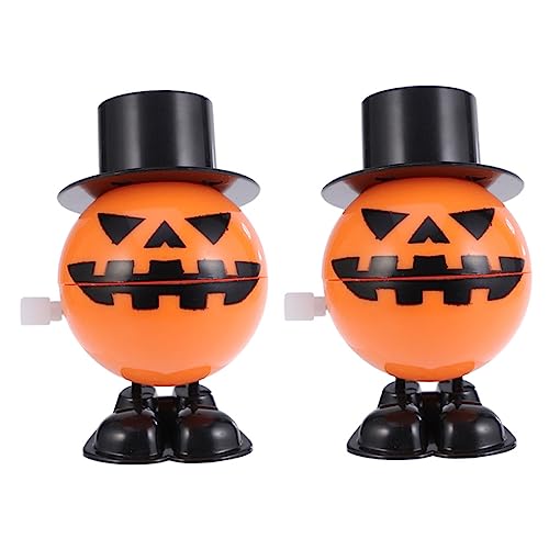 TOYANDONA 2 Stück Halloween Streich Requisiten Halloween Puppe Aufziehspielzeug Halloween Requisiten Uhrwerk Halloween Aufziehspielzeug Springspielzeug Kunststoff Orange von TOYANDONA