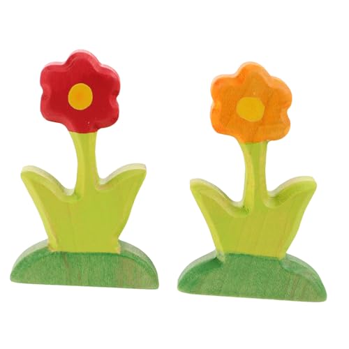 TOYANDONA 2 Stück Handgefertigte Holzblumen Bauklötze Realistische Geschnitzte Blütenformen Umweltfreundlich Detailreiche Mikro Szene DIY Kreativitätsfördernd für Familien von TOYANDONA