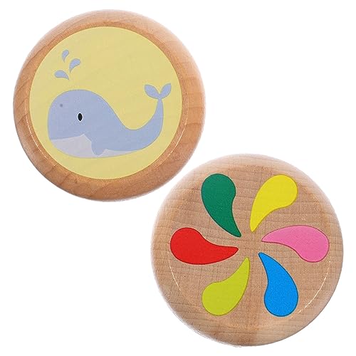 TOYANDONA 2 Stück Holz Bälle mit Schnur Cartoon Muster für Jungen und Unisex für Schule und Freizeit Fördert Hand Augen Koordination und Kreativität von TOYANDONA