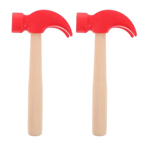 TOYANDONA 2 Stück Holzhammer-Spielzeug: Kinderhammer, Kleine Simulations-wartungswerkzeuge – Leicht zu Greifen – Lernspielzeug für Kindergeburtstagsparty-spielezubehör (rot) von TOYANDONA