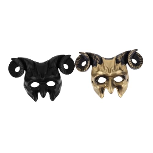 TOYANDONA 2 Stück Hornmaske Tier-Maskerade-Maske Halloween-Augenmaske gruselige Maskerade Maske Widderhörner-Maske gruselige Tiermaske Maske für Maskeradeparty Halloween-Halbmaske PR von TOYANDONA