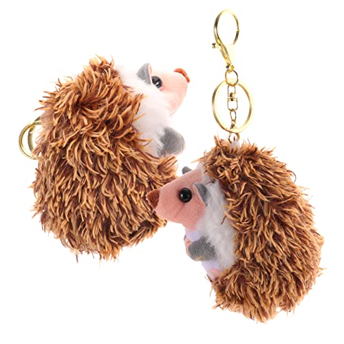 TOYANDONA 2 Stück Kleiner Igel Anhänger Lexis Schlüsselband Einziehbarer Halter Schlüsselanhänger Tiere Plüschtiere Flauschige Tasche Igelringe Karabiner Hamsterkäfig von TOYANDONA