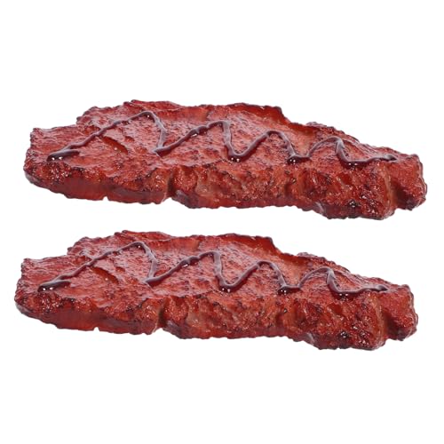 TOYANDONA 2 Stück Künstliche Steak Deko Realistische Fleischattrappe Detailgetreue Fake Roastbeef Modelle für Küchenfotografie Restaurantdisplay Kulinarische Lehrzwecke von TOYANDONA