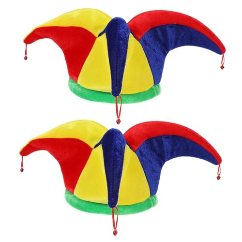 TOYANDONA 2 Stück Lustige Clownhüte mit Glocken Karneval Kostümaccessoires für Erwachsene Bunte Narrenkappen für Party Festival Cosplay und Fasching von TOYANDONA