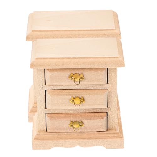 TOYANDONA 2 Stück Maßstab Naturbelassen Stabile Kleine Kommode für Puppenhaus Schlafzimmer Vielseitige Dekoration Handgefertigt DIY Geeignet von TOYANDONA