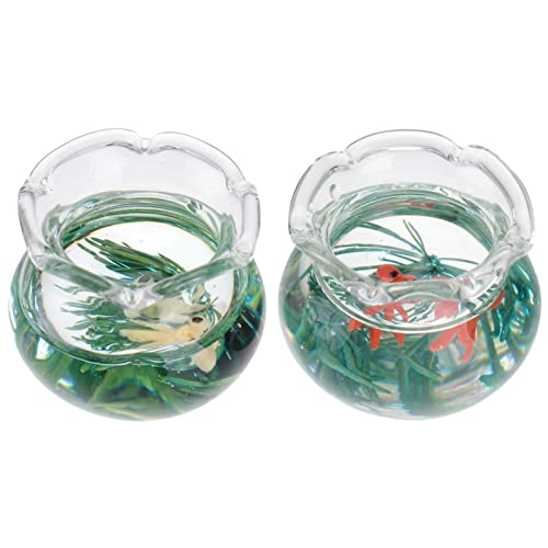 TOYANDONA 2stücke Miniatur Goldfisch Aquarium Realistische Mikrolandschaft Für Puppenhäuser Und Spielzeuge Für Kreative Innenraumgestaltung Und Miniaturliebhaber von TOYANDONA