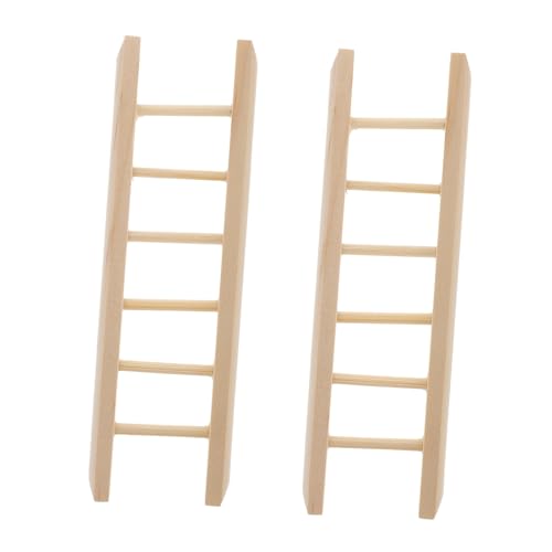 TOYANDONA 2 Stück Mini Holzleiter für Puppenhaus Dekorative Miniatur Treppe Natürlichem Holzton für Feengärten Zubehör für DIY Miniatur Szenen von TOYANDONA