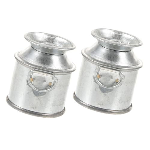 TOYANDONA 2 Stück Mini Metall Milchkanne Miniatur Blumentopf Deko Mini Eimer Modell Puppenhaus Zubehör Tiny House Dekoration Kreatives Bastelaccessoire von TOYANDONA