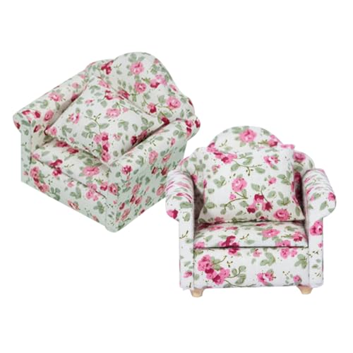 TOYANDONA 2stücke Miniatur Sofa Prop Für Puppenhaus Druckdesign Sofa Mit Kissen Für Puppenhaus-Dekoration Und Spielzeugzubehör TOYANDONA 2stücke Miniatur Sofa Prop Für Puppenhaus Druckdesign Sofa Mit Kissen Für Puppenhaus-Dekoration Und Spielzeugzubehör von TOYANDONA