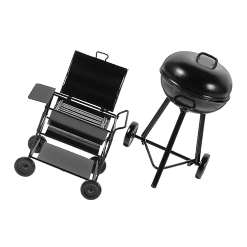 TOYANDONA 2 Stück Miniatur BBQ Grill Teilig aus Realistisches Puppenhaus Zubehör im Vintage Stil Kompakt und Tragbar für Puppenhaus Küche und Outdoor Dekoration von TOYANDONA