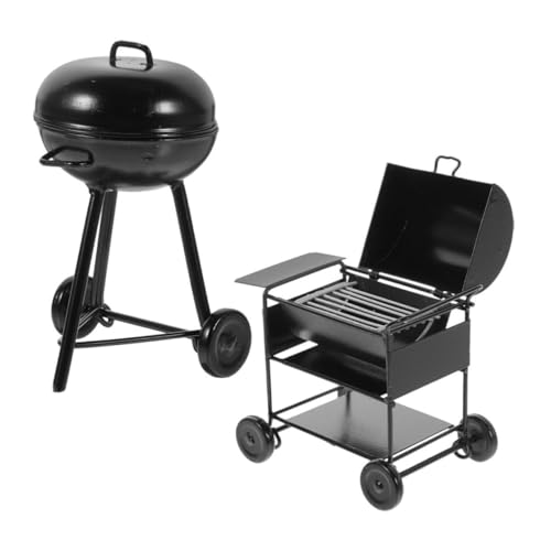 TOYANDONA 2 Stück Miniatur BBQ Grill Teiliges Puppenhaus Grill Modell aus Schwarzem Kompakt und Detailreich für Puppenhaus Küche und Kreative Spielszenen von TOYANDONA
