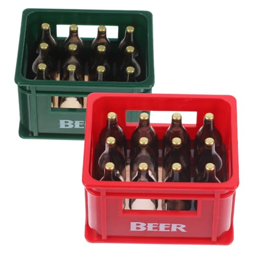 TOYANDONA 2 Stück Miniatur Bierkasten mit Realistischen Mini Bierflaschen Teiliges Puppenhaus Küchenzubehör Detailgetreue Miniatur Getränkeboxen für Puppenhaus Bar und Fotorequisiten von TOYANDONA
