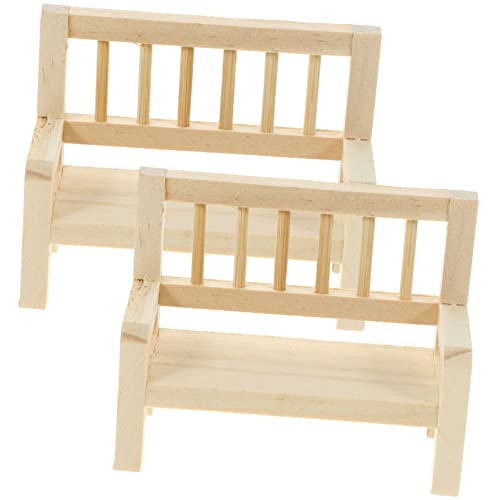 TOYANDONA 2 Stück Miniatur Holzbank Puppenhaus Möbel aus Naturholz Handliche Mini Sitzbank für Wohn Schlafzimmer Dekoration Vielseitiges Puppenhaus Zubehör DIY Bemalbar von TOYANDONA