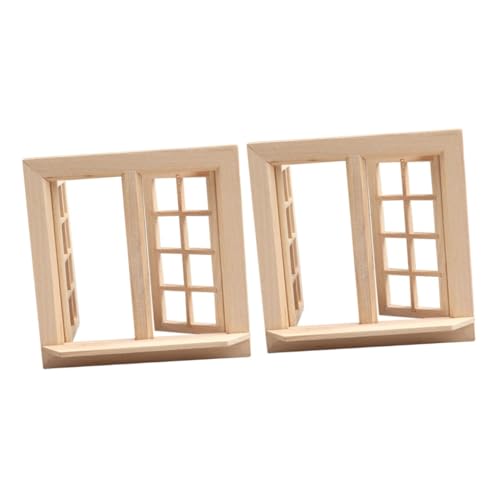 TOYANDONA 2 Stück Miniatur Holzfenster für Puppenhausmöbel Detaillierte Fensterrahmen für Miniaturspielzeug für Sammler und Kreative Dekoration von TOYANDONA