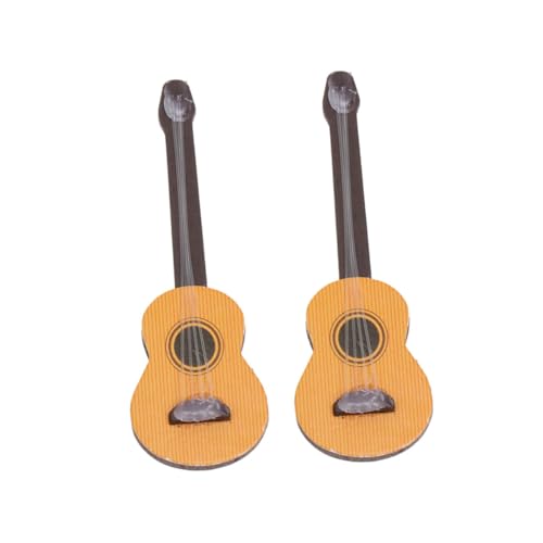TOYANDONA 2 Stück Miniatur Holzgitarre Teiliges Realistische Gitarrenfiguren Handgefertigte Holzornamente Langlebig und Geruchlos als Puppenhaus Dekoration und Desktop Schmuck von TOYANDONA