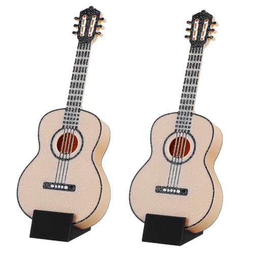TOYANDONA 2 Stück Miniatur Klassische Gitarre Modell aus mit Ständer Langlebige Mini Gitarren Ornament für Puppenhaus Dekoration für Musikliebhaber und Sammler Kompakt für Schreibtisch und von TOYANDONA