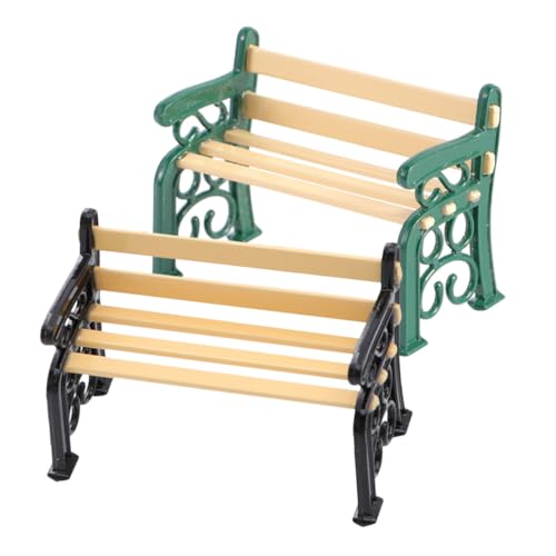 TOYANDONA 2 Stück Miniatur Parkbank Grün Schwarz Puppenhaus Möbel Gartenlandschaft Dekoration Realistische Retro Sitzbank für Puppenhaus Zubehör Wohnzimmer Terrasse TOYANDONA 2 Stück Miniatur Parkbank Grün Schwarz Puppenhaus Möbel Gartenlandschaft Dekoration Realistische Retro Sitzbank für Puppenhaus Zubehör Wohnzimmer Terrasse von TOYANDONA