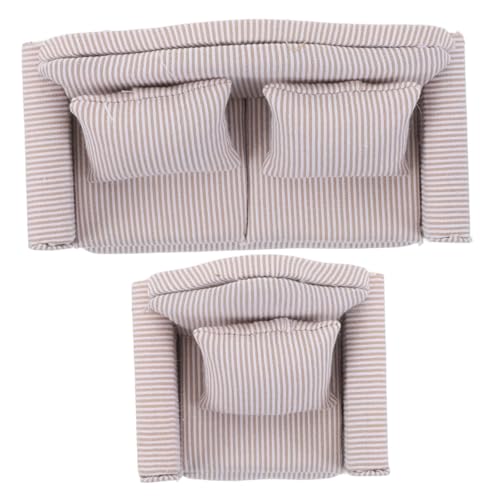 TOYANDONA 2 Stück Miniatur Puppenhaus Sofa Teilig aus Holz mit Kissen Miniatur Wohnzimmermöbel für Puppenstube Handgefertigtes Stoffsofa und Sessel Realistische Puppenmöbel Zubehör TOYANDONA 2 Stück Miniatur Puppenhaus Sofa Teilig aus Holz mit Kissen Miniatur Wohnzimmermöbel für Puppenstube Handgefertigtes Stoffsofa und Sessel Realistische Puppenmöbel Zubehör von TOYANDONA