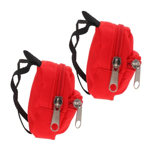 TOYANDONA 2 Stück Miniatur Puppenrucksack Rot Leichter Schulranzen für Puppen Tragbar und Schützend für Puppenhaus Rollenspiel und Unterwegs Fördert Kreatives Spiel und Eltern Junge Mädchen von TOYANDONA