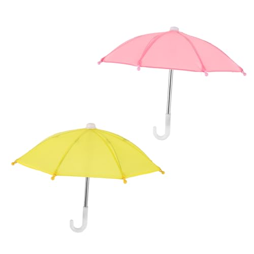 TOYANDONA 2 Stück Miniatur Regenschirm für Puppen und Gelb Dekoratives Zubehör für Puppenhäuser Leicht und Tragbar für Kreative Spiele Chic und Perfektes Accessoire für Miniaturwelten von TOYANDONA