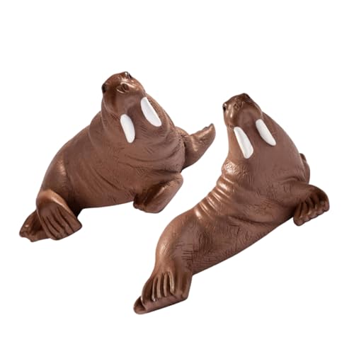 TOYANDONA 2 Stück Miniatur Resin Walross Figuren Realistische Kleine Meer Tier Modelle Kreative DIY Stranddekoration Robust und Vielseitig für Büro und Wohnzimmer Detailreiche Gestaltung von TOYANDONA