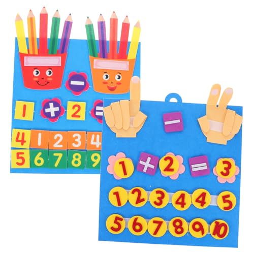 TOYANDONA 2 Stück Montessori Lernspielzeug Teiliges Filz Zahlen Board für Vorschulkinder Tragbares Weiches Filzmaterial Fingerzählspiel für Addition und Subtraktion Frühkindliche Bildung von TOYANDONA