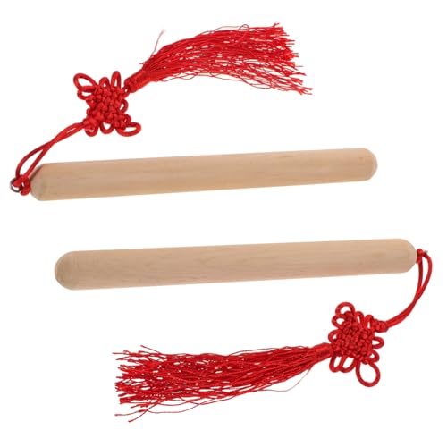 TOYANDONA 2 Stück Musikinstrumente Schlagzeug Kleinkinder Kindermusical Claves Musikinstrument Musikinstrumente für Vorschulkinder Musikstöcke hölzern Beige von TOYANDONA