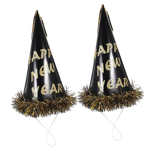 TOYANDONA 2 Stück Neujahrs Partyhüte aus Papier mit Schwarzem und Goldfarbenem Farbverlauf Kegelhüte für Happy Year Festliche Kopfbedeckung für Familien und Freunde von TOYANDONA