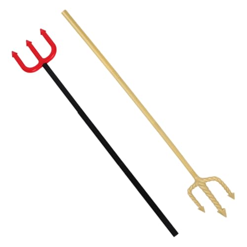 TOYANDONA 2 Stück Party Requisiten Ornamente Dreizack Halloween Zubehör Für Halloween Kostüm Zubehör Teufelsstab Halloween Dämon Dekoration Heugabel Halloween Requisite von TOYANDONA