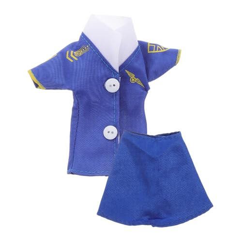 TOYANDONA 2 Stück Puppen kostüme Flugbegleiter Kostüm für Teenager Flugbegleiterin Kostüm für Mädchen Puppenkostüm Stewardess-Cosplay-Kostüm Zubehör für Flugbegleiter Stoff Blau von TOYANDONA