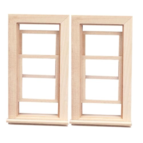 TOYANDONA 2 Stück Puppenhaus Kleines Kleines Winzige Häuser Spielzeughaus Winzige Häuser Puppenhaus Fenstermodelle Dekoration Fenster Puppenhaus Zubehör Fensterrahmen Khaki von TOYANDONA