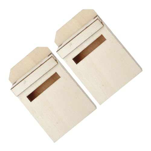 TOYANDONA 2 Stück Puppenhaus-Miniatur-Briefkasten Miniatur-Briefkastenfigur Mini-Briefkästen zum Basteln Puppenhaus Briefkasten lustige gartendeko Mini-Hausbriefkasten Holz Beige von TOYANDONA