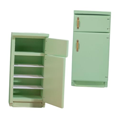 TOYANDONA 2 Stück Puppenhaus Retro Stil Kleiner Kühlschrank aus Miniatur Kühlschrank für Puppenhaus Dekoration und Micro Landschaft von TOYANDONA