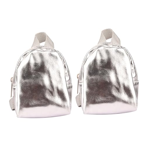TOYANDONA 2 Stück Puppenrucksack Mini -Tasche Miniatur-puppenzubehör Kuscheltier Rucksack Winzige Rucksäcke Winziger Rucksack Puppenstubentasche Miniatur-schulbedarf Metall Silber von TOYANDONA
