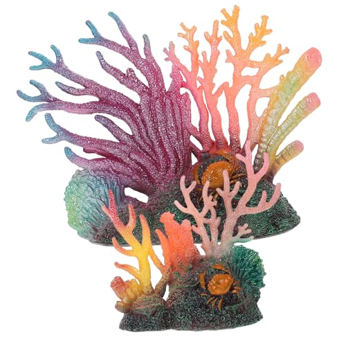 TOYANDONA 2 Stück Realistische Aquarium Korallen Dekoration Künstliche Unterwasserpflanzen Natürliche Gestaltung für Fischbecken Versteck und Spielplatz für Fische von TOYANDONA