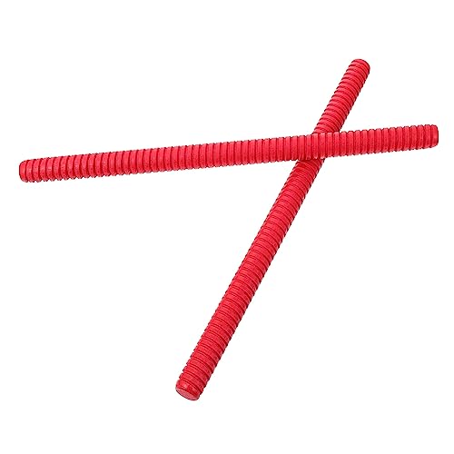 TOYANDONA 2 Stück Rhythmus Sticks aus Holz Pädagogische Percussion Instrumente mit Gewindestruktur Fördert Rhythmusgefühl und Musikalische Früherziehung Rot für Kindergarten und von TOYANDONA