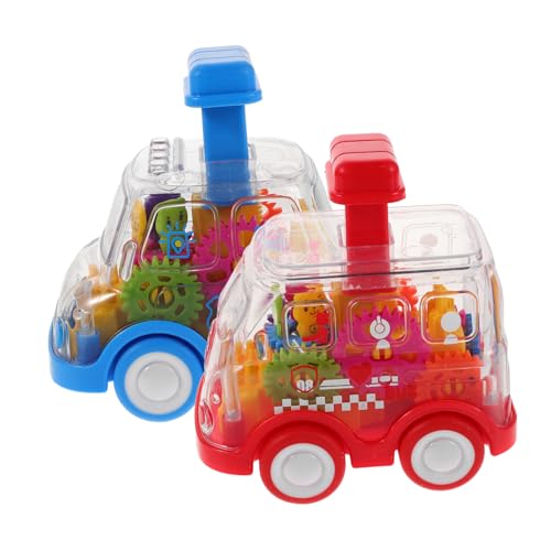 TOYANDONA 2 Stück Schiebewagen mit Transparentem Farbige Motorikspielzeuge für Kleinkinder Reibungsbetriebene Druckautos Fördert Farb und Motorikentwicklung Montessori Lernspielzeug von TOYANDONA