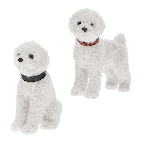 TOYANDONA 2 Stück Simulationswelpe Cartoon - plüschtier Hundefigur Hundeschmuck Weiß Plastik von TOYANDONA