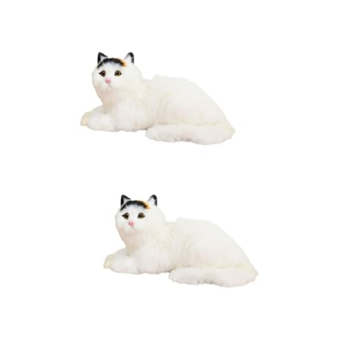 TOYANDONA 2 Stück Simulierte Katzenschmuck Kätzchenfiguren Stoffkätzchen Kätzchenspielzeug Kuscheltiere Katze Kätzchen-Ornament Ausgestopfte Katzen Kurzer Plüsch Zufällige Farbe von TOYANDONA