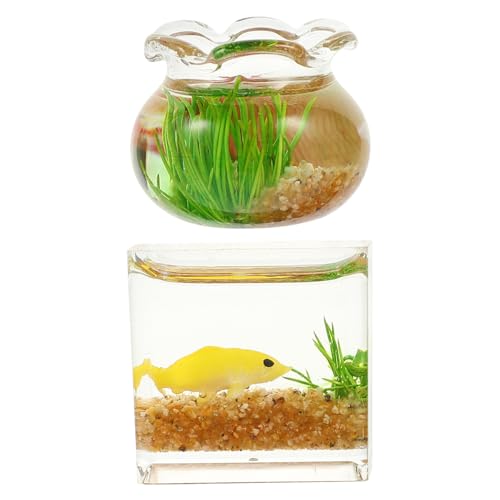 TOYANDONA Miniatur-Aquarium Heimdekoration Maßstab 112 Mini-Aquarium Aus Glas Puppenhaus-zubehör Für Miniaturhäuser Zufällige Farbe 2 Stück TOYANDONA Miniatur-Aquarium Heimdekoration Maßstab 112 Mini-Aquarium Aus Glas Puppenhaus-zubehör Für Miniaturhäuser Zufällige Farbe 2 Stück von TOYANDONA