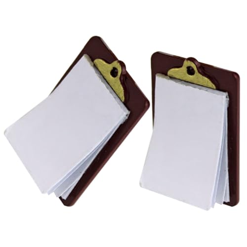 TOYANDONA 2 Stück Simuliertes Wordpad Mini Schreiben Schreibwaren Puppe Klein Planke Winzig DIY-versorgung Dekorative Schreibtafel Schmücken Simulations-zwischenablage Brown Legierung von TOYANDONA