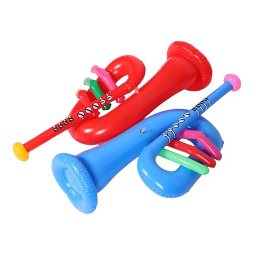 TOYANDONA 2 Stück Teiliges Aufblasbares Trompeten PVC Musik Instrument Bühnenrequisite Partydeko für Jungen Mädchen Vielseitiges Partyzubehör Leicht Tragbar von TOYANDONA