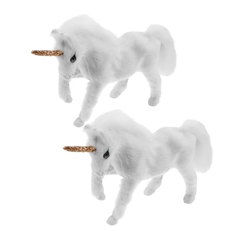 TOYANDONA 2 Stück Teiliges Einhorn aus Simulierter Wolle Realistische Kleine Einhorn Figuren Dekorative Tierornamente für Zuhause Büro und Fotografie Handliche Miniatur Deko von TOYANDONA