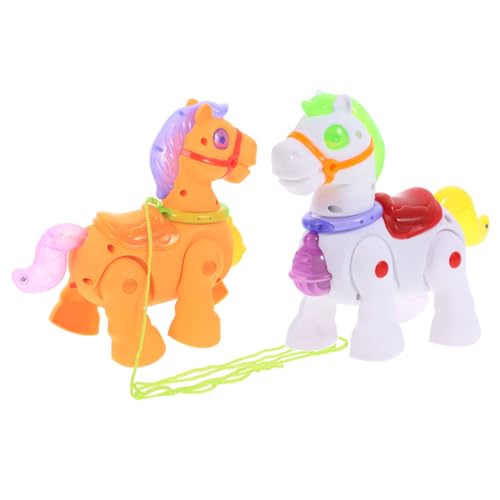 TOYANDONA 2 Stück Teiliges Elektrisches Laufpferd für Jungen und Mädchen Liebenswerter Lernspielzeug mit Weicher Oberfläche Sicher Leicht zu Bedienen Fördert Eltern Junge Mädchen Beziehung von TOYANDONA